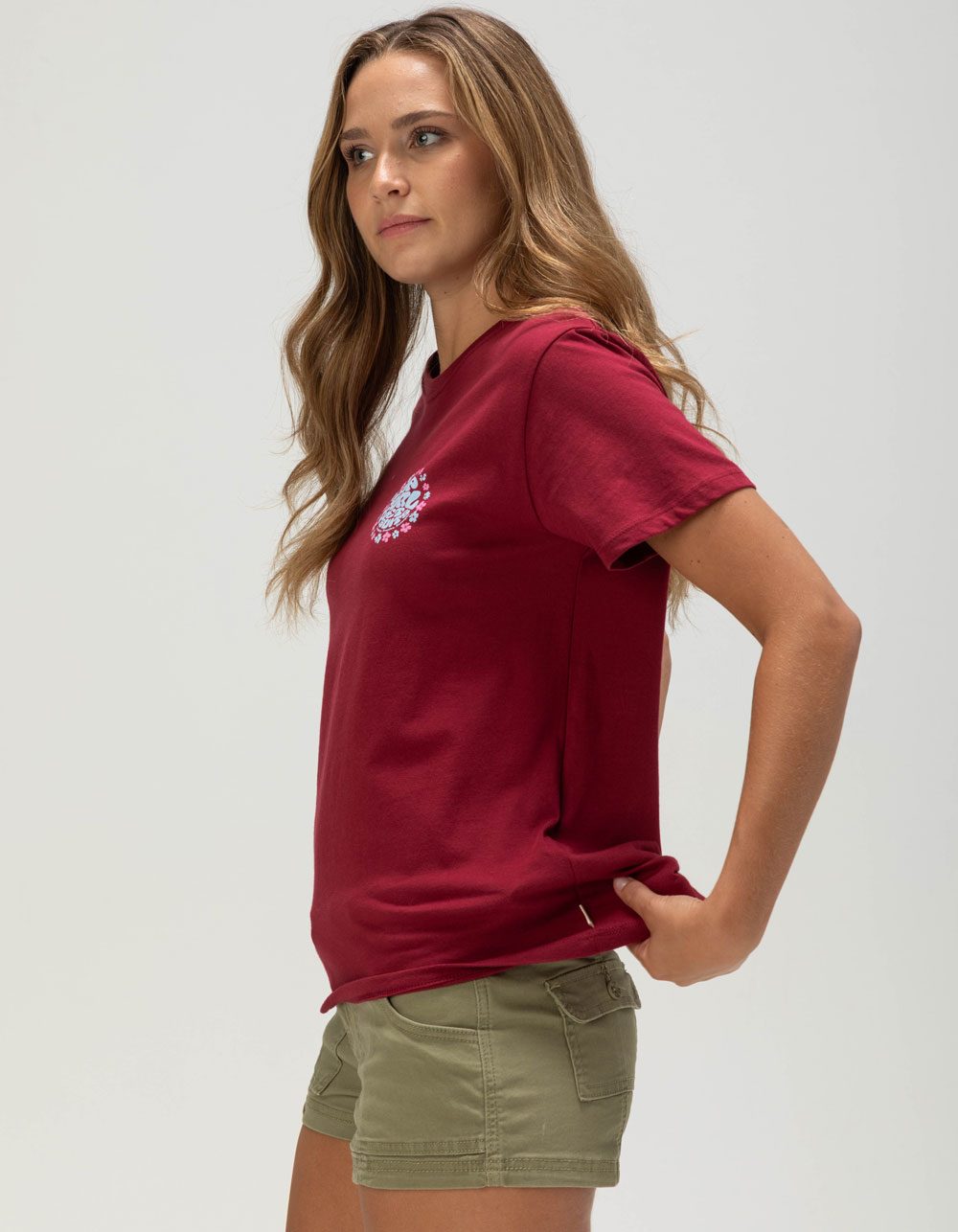 RIP CURL Wettie Flower Womens Tee - BURGUNDY