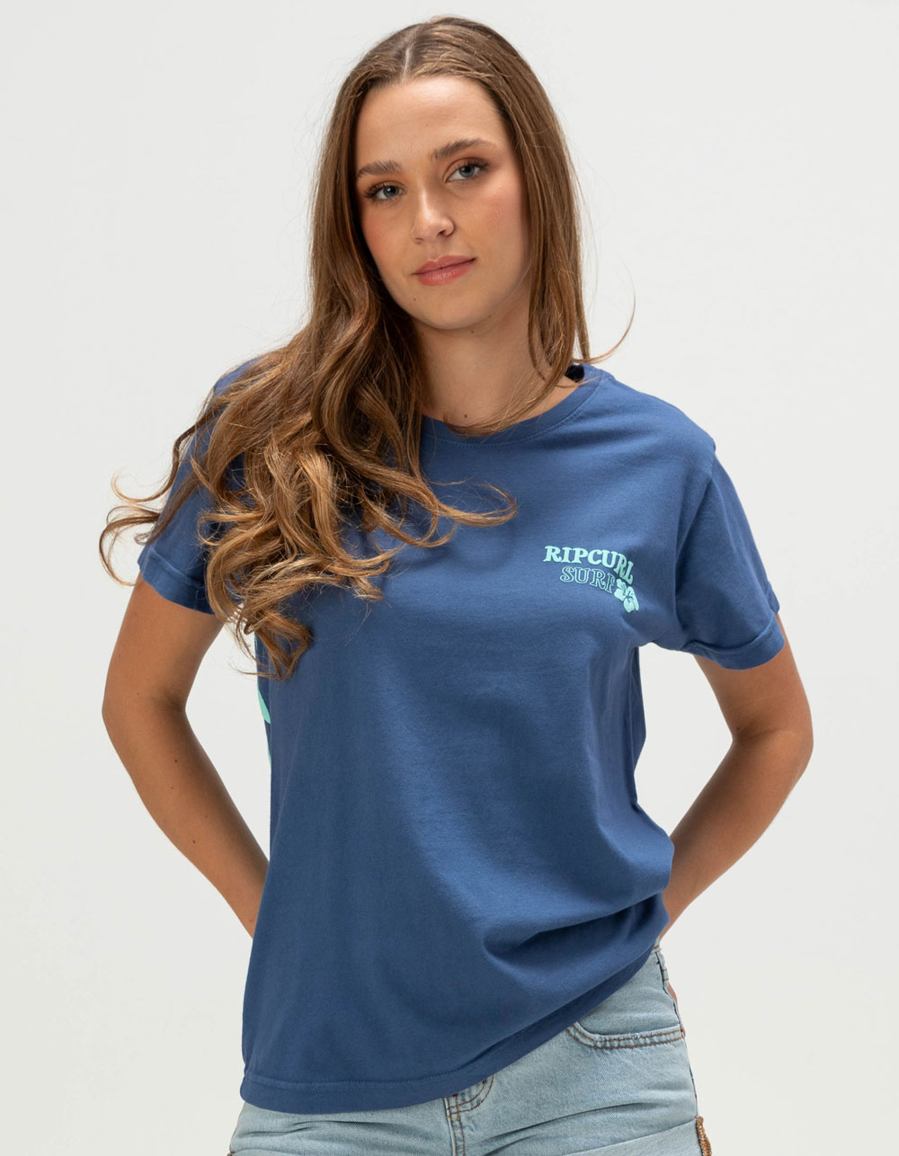 RIP CURL Hibiscus Puff Womens Tee - NAVY
