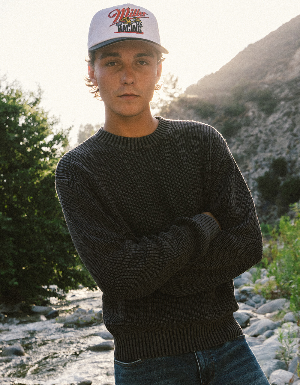 RSQ Mens Washed Crewneck Sweater - BLACK