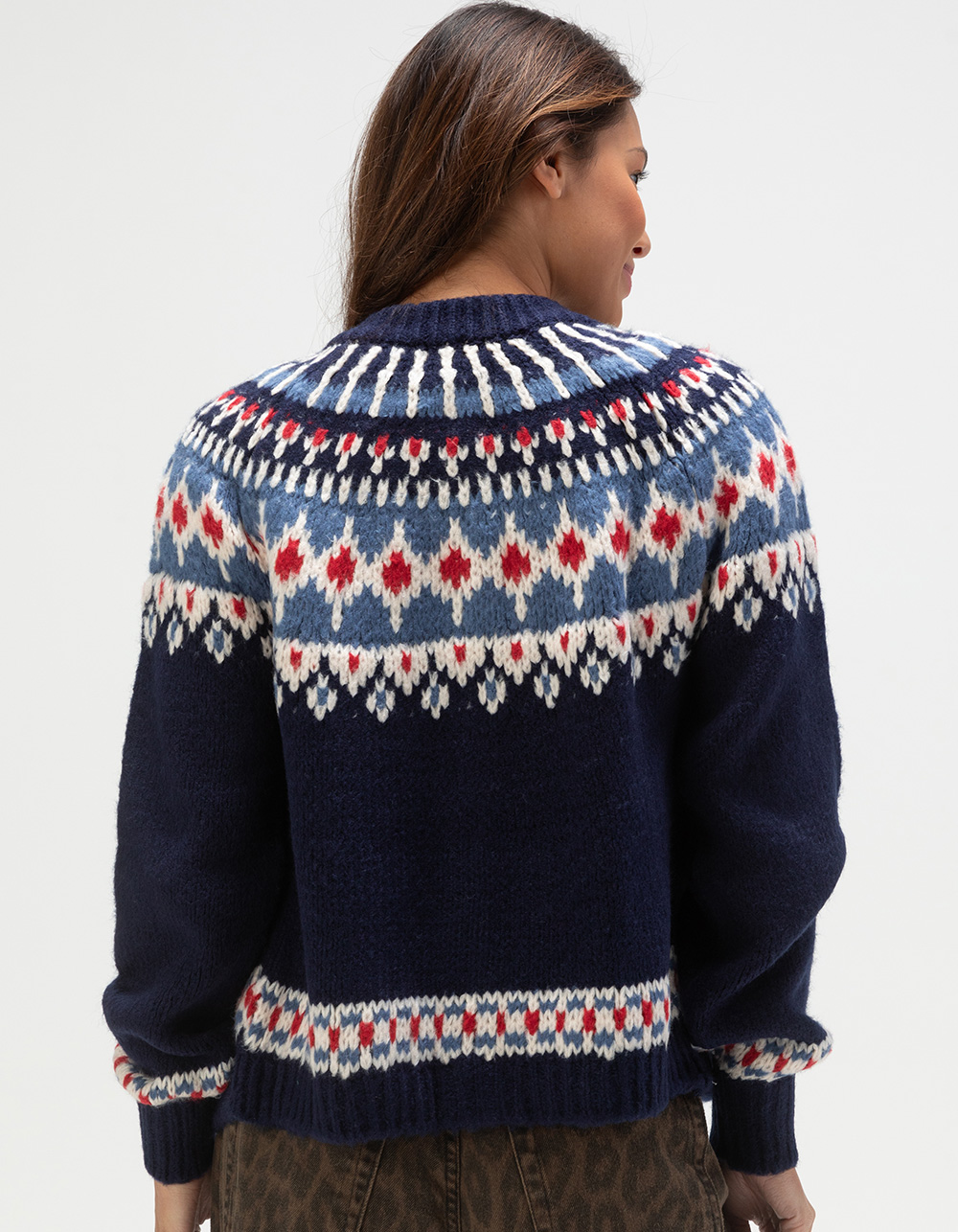 BDG Urban Outfitters Fair Isle Womens Boxy Cardigan - BLUE COMBO