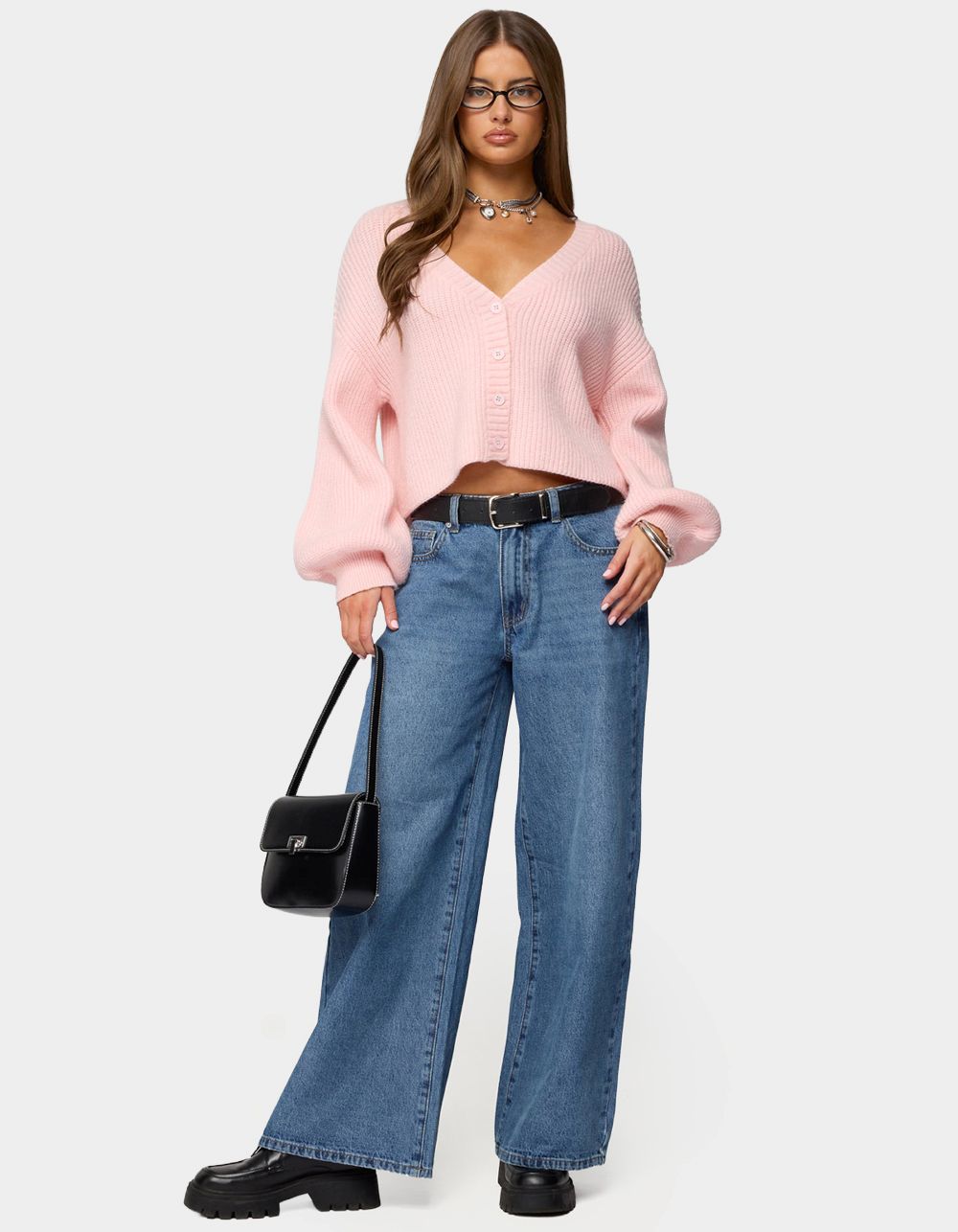 EDIKTED Skye Low Rise Baggy Jeans - LIGHT BLUE