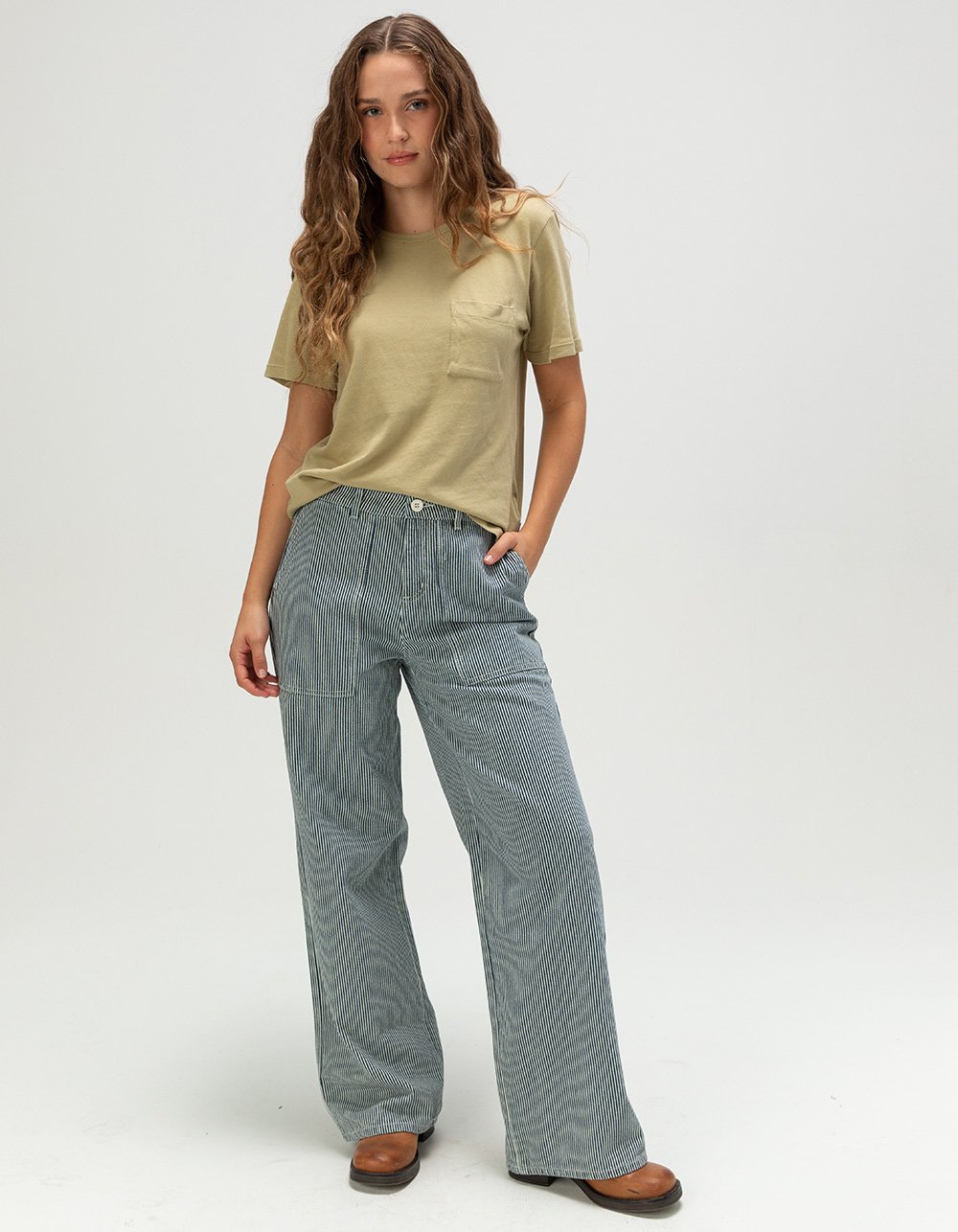 BRIXTON Jane Womens Wide Leg Utility Pants - FADED NAVY