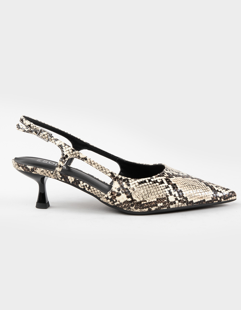 SODA Bell Womens Slingback Kitten Heels - SNAKE