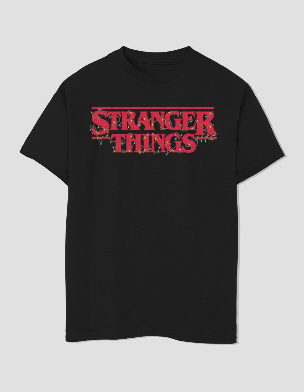STRANGER THINGS Light Logo Unisex Kids Tee - BLACK