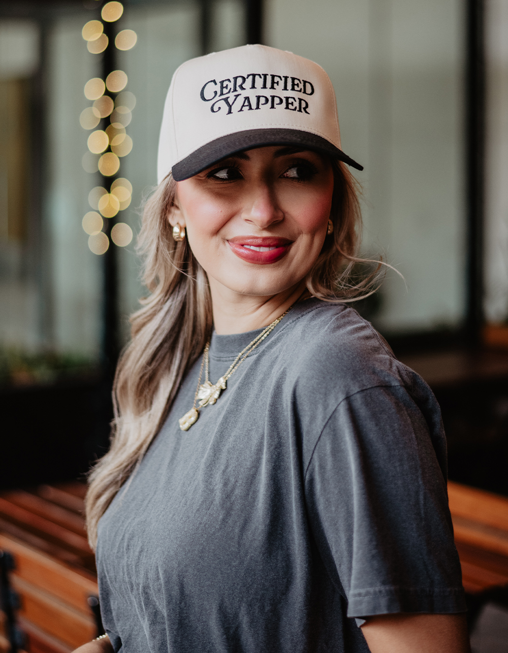 KATYDID Certified Yapper Two-Toned Vintage Hat - BLACK