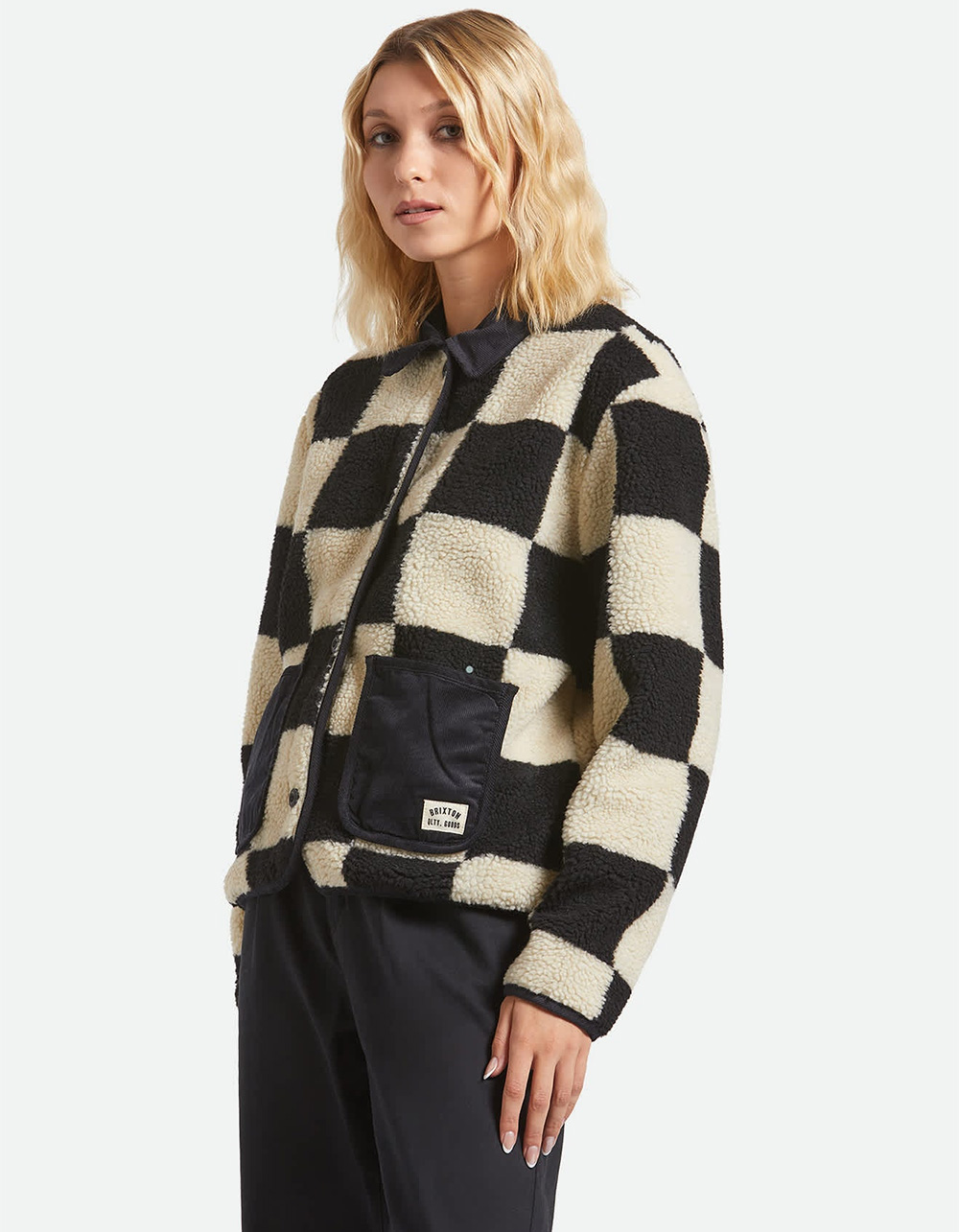 BRIXTON Delilah Womens Sherpa Jacket - BLK/WHT