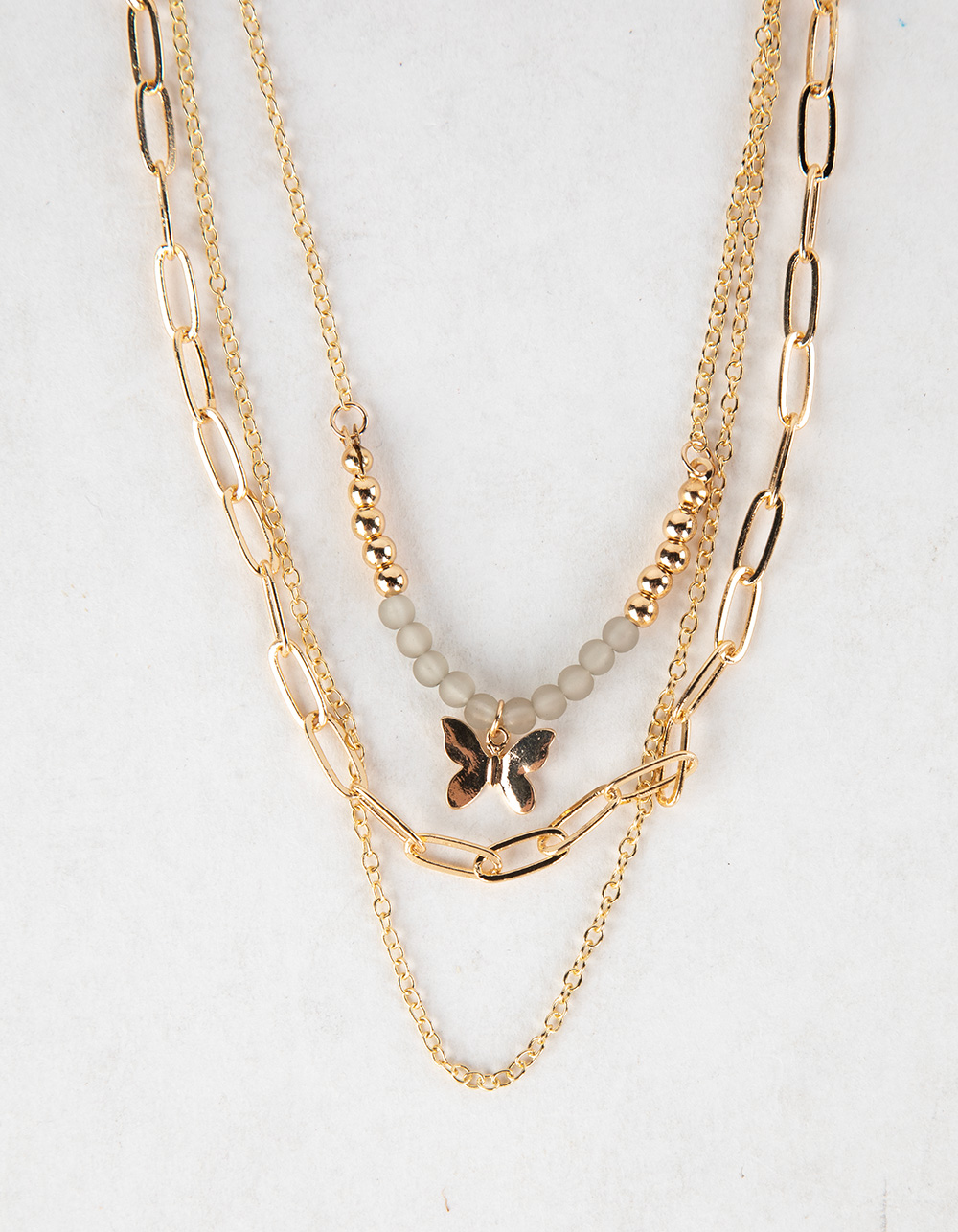 FULL TILT Layered Butterfly Necklace - ANTIQUE GOLD