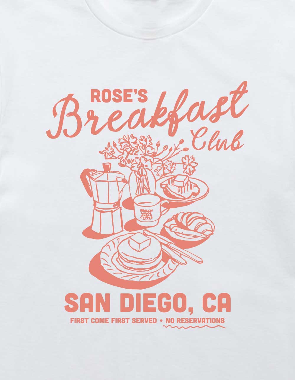 Breakfast Rose's Club Unisex Tee - WHITE