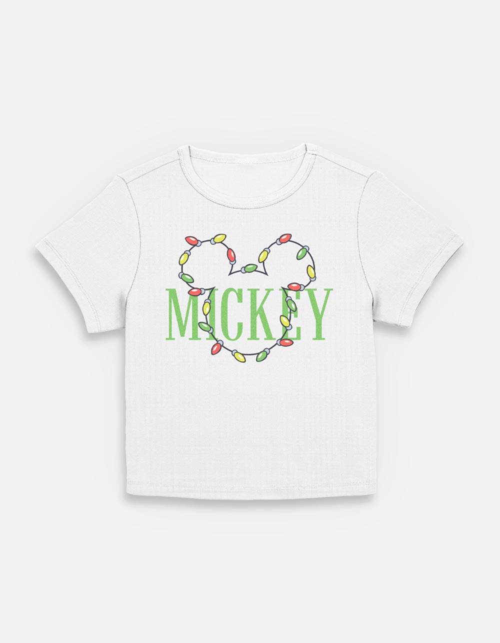 DISNEY Mickey Lights Womens Baby Tee - CREAM