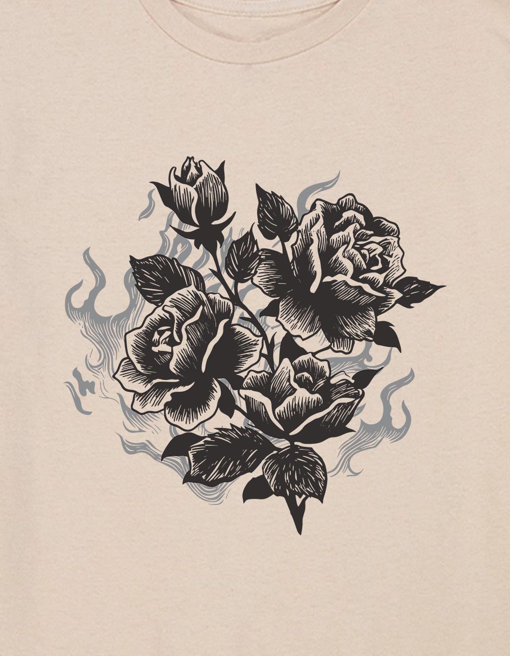 ROSE Flames Girls Tee - SAND