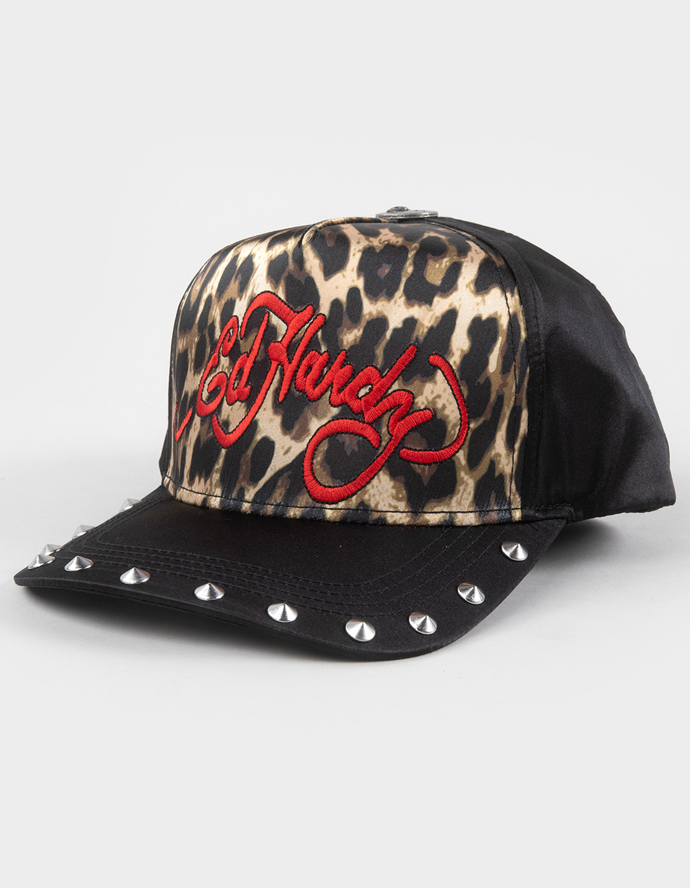 ED HARDY Script Logo Womens Snapback Hat - LEOPARD