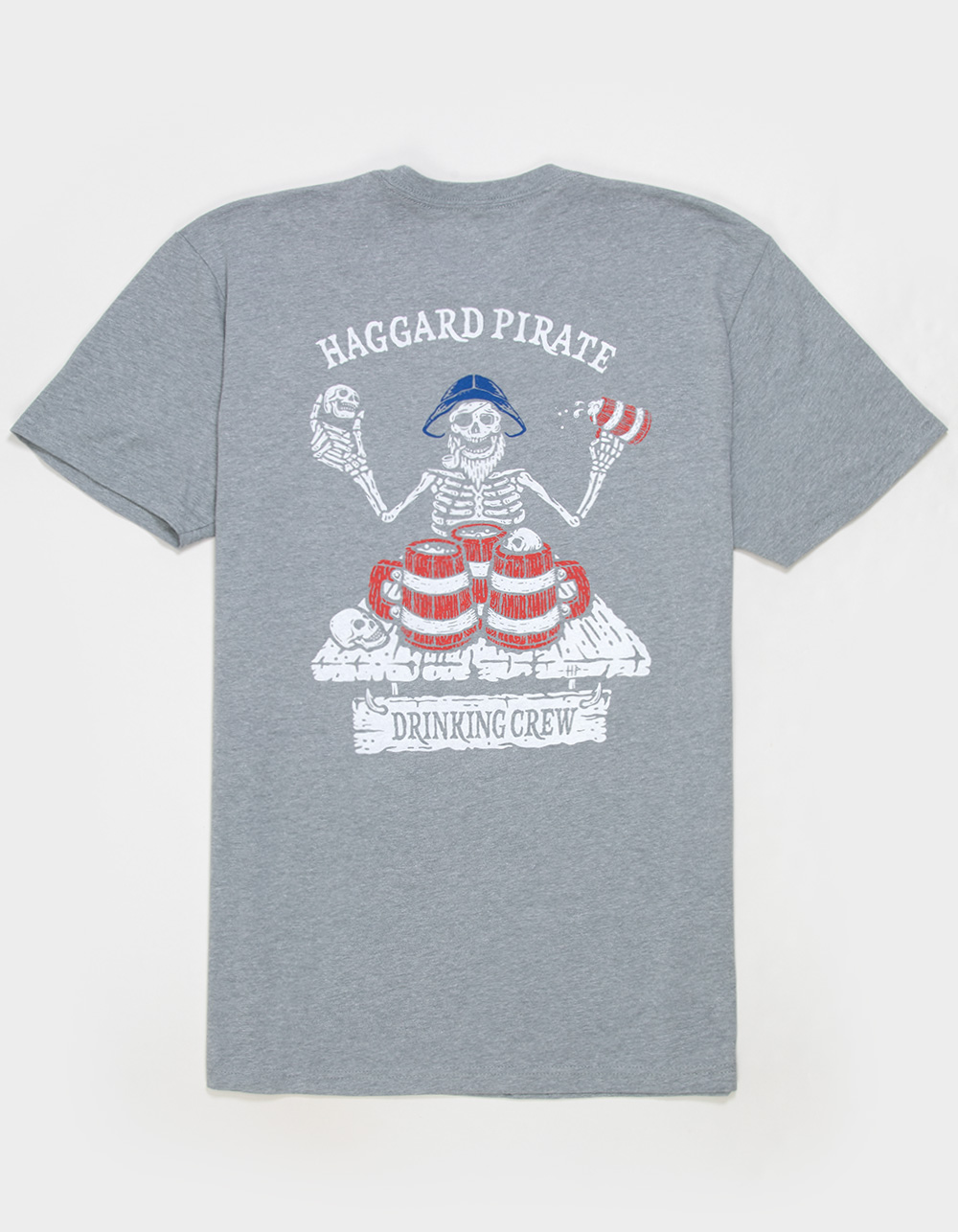 HAGGARD PIRATE Drinking Crew Mens Tee - GRAY