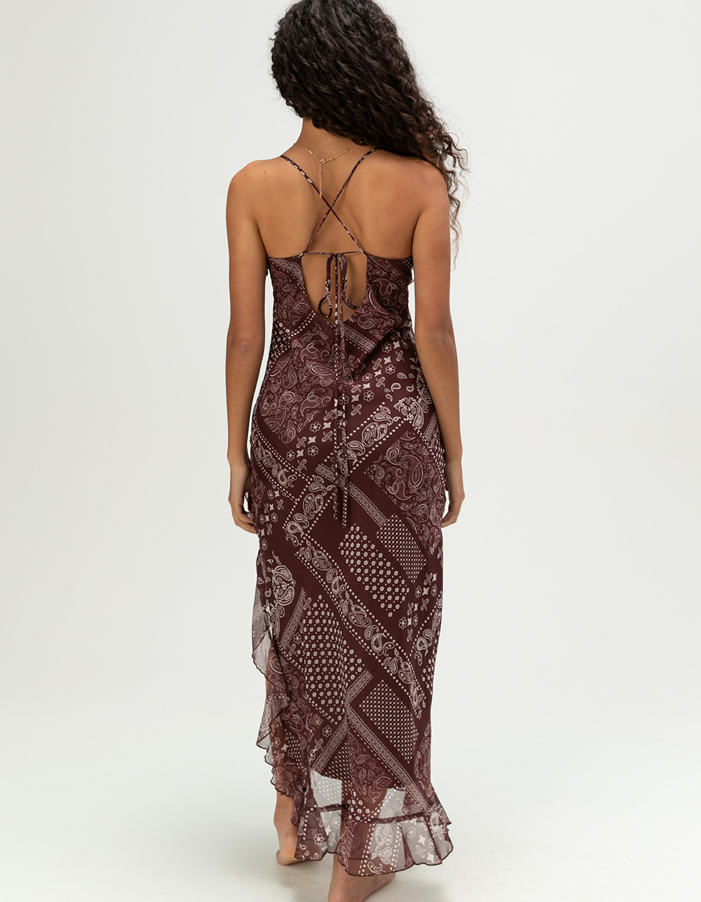 WEST OF MELROSE Womens Paisley Maxi Dress - BROWN COMBO