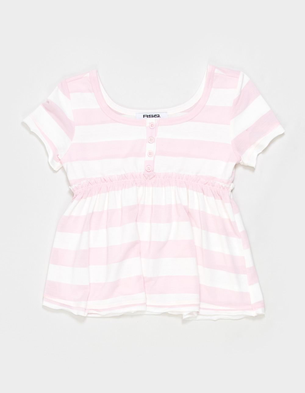 RSQ Girls Stripe Babydoll Top - PNK/WHT