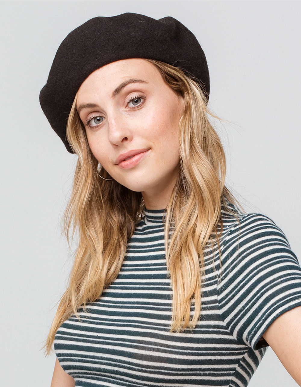 DAVID AND YOUNG Solid Black Womens Beret BLACK Tillys