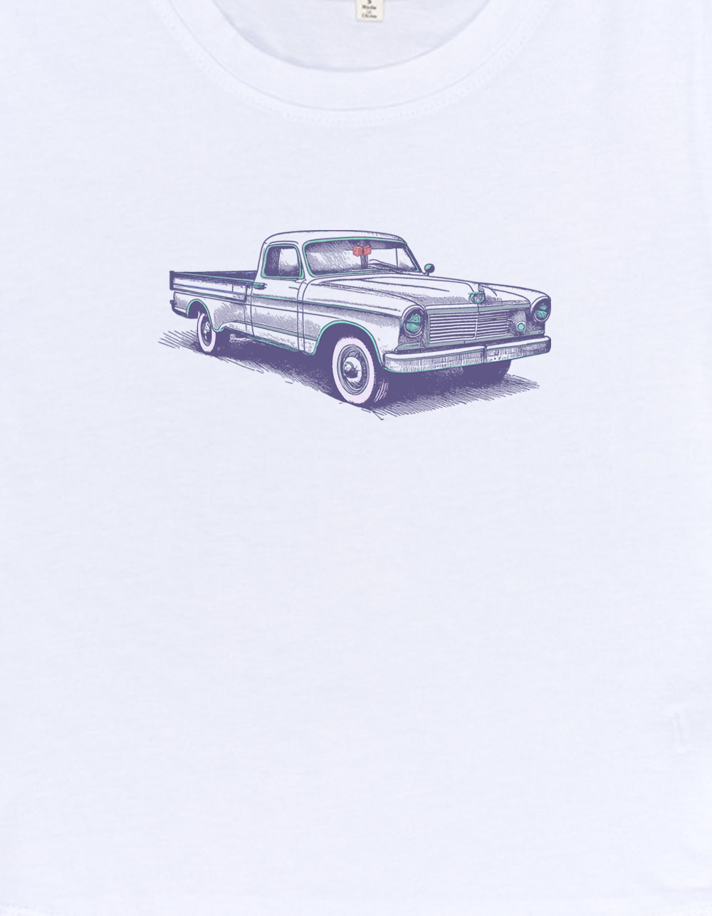 Car Vintage Womens Baby Tee - WHITE