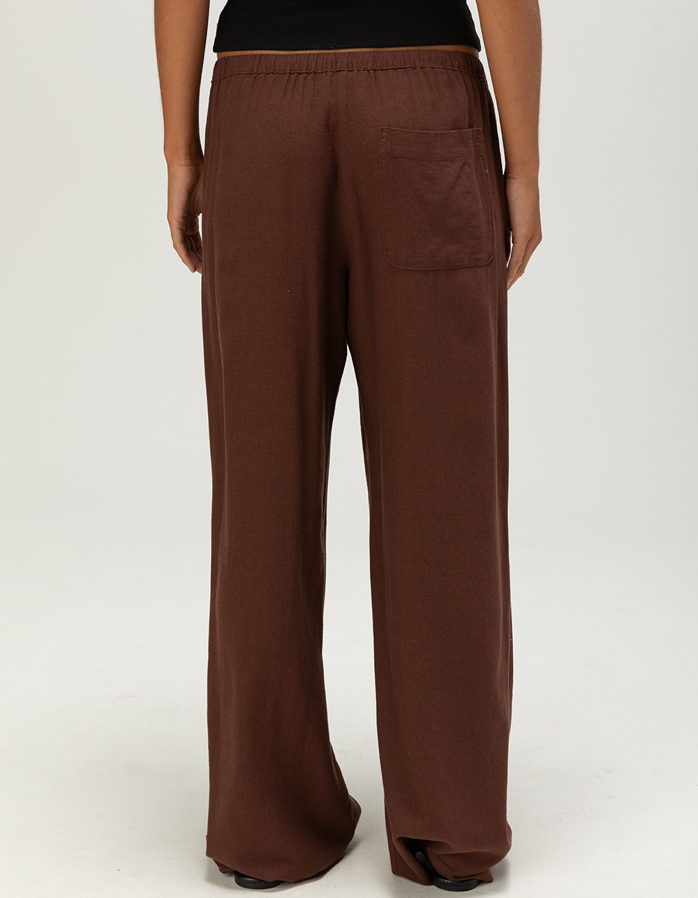 RSQ Womens Low Rise Pull On Linen Pants - BROWN