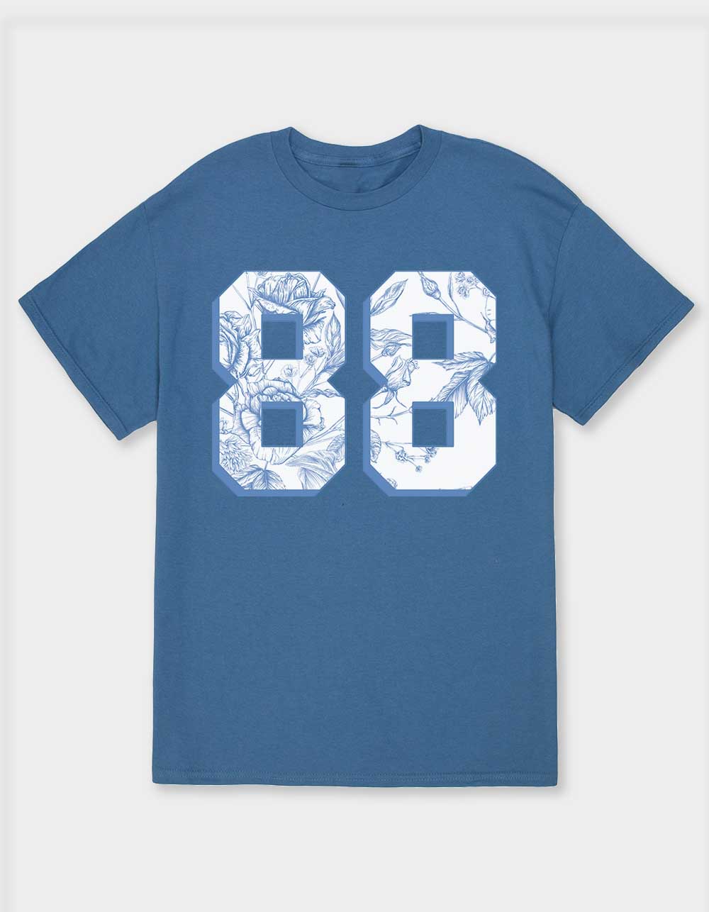 COLLEGIATE 88 Floral Fill Unisex Tee - INDIGO