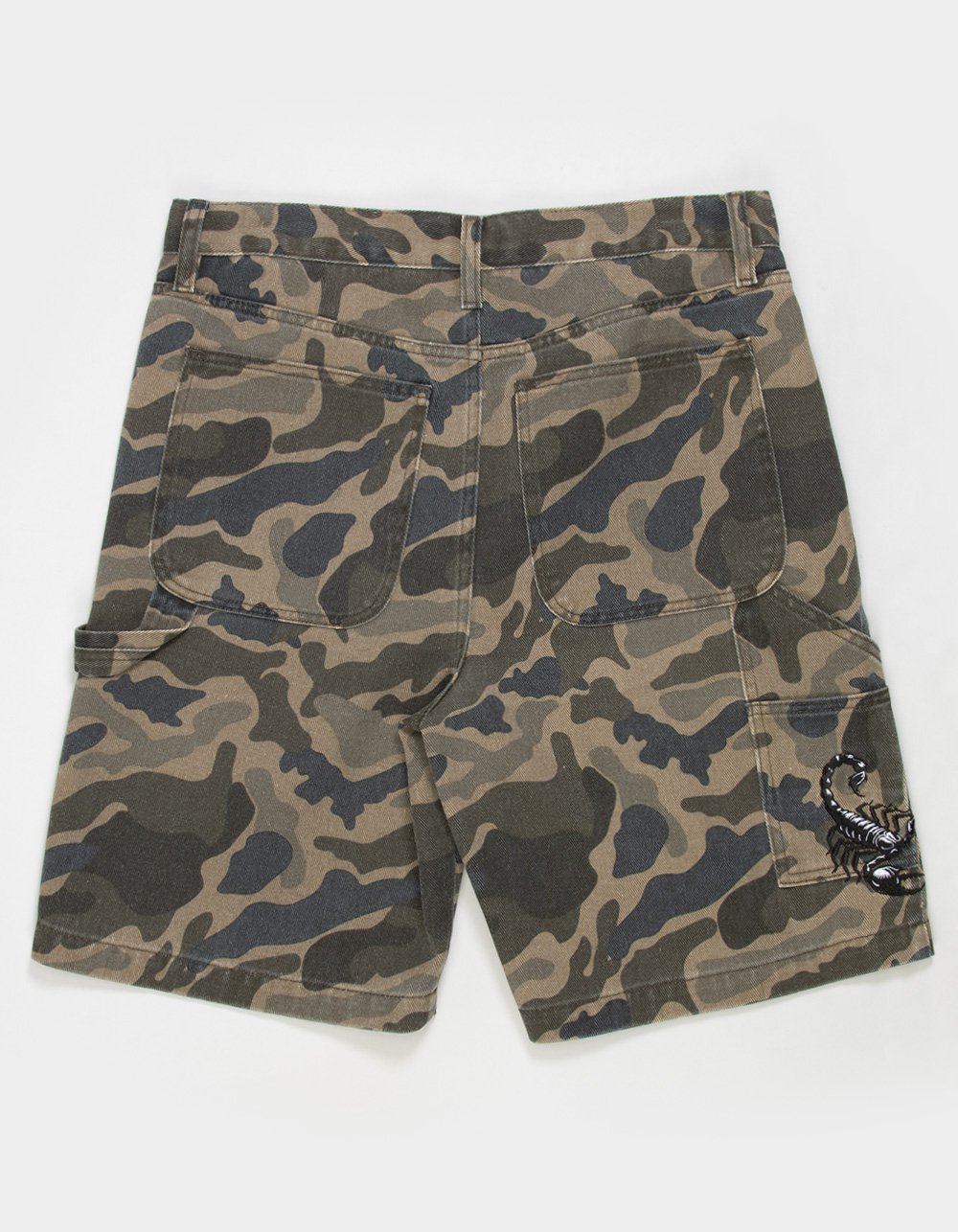 RSQ Mens Loose Embroidered Twill Utility Shorts - CAMO BLACK