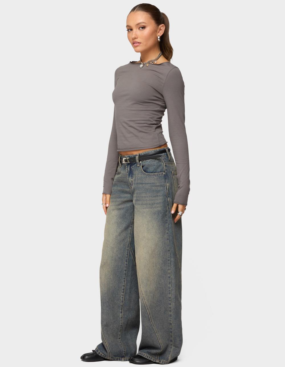 EDIKTED Nico Boat Neck Top - GRAY