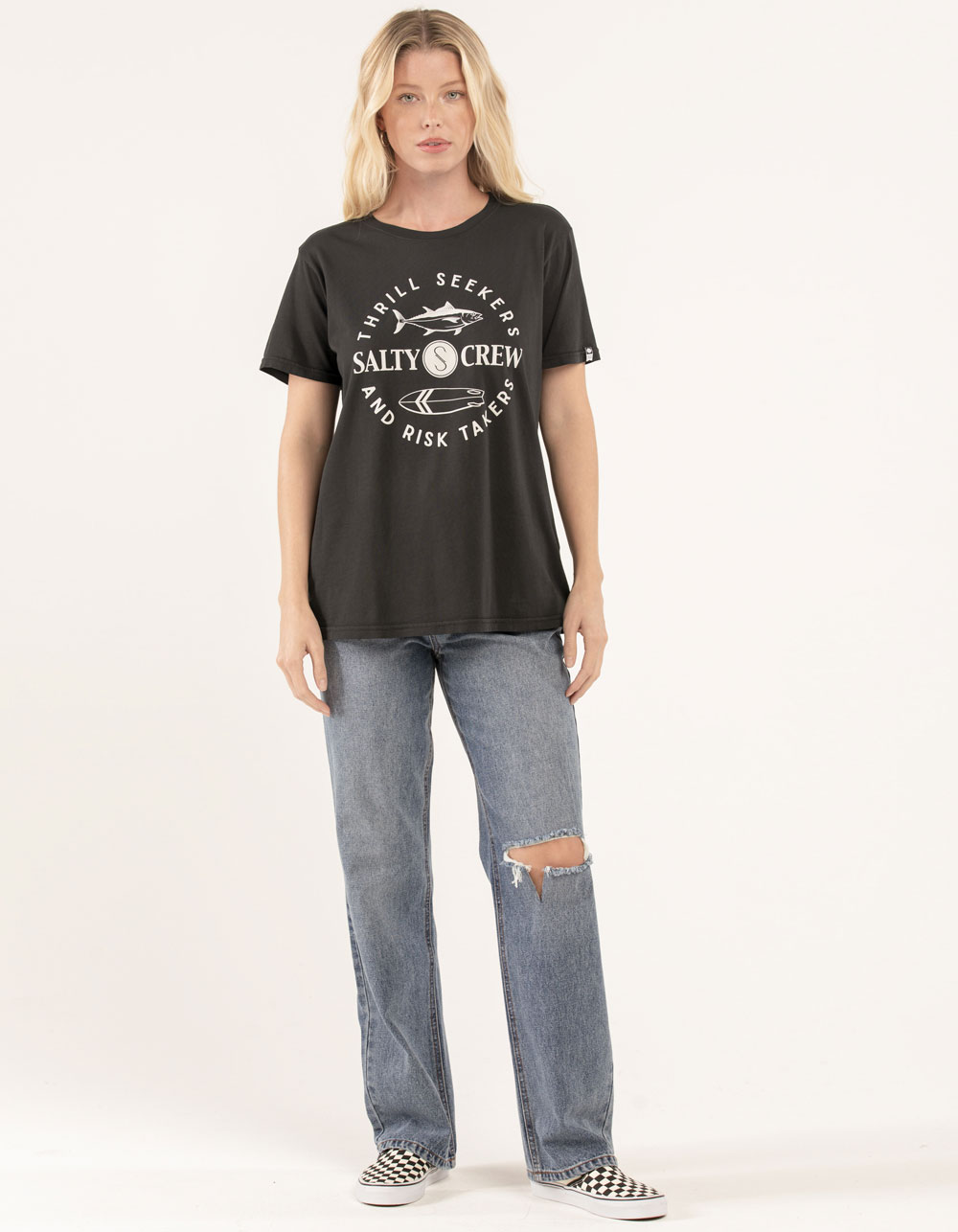 SALTY CREW Flip Flop Womens Oversized Tee OFFBLACK Tillys