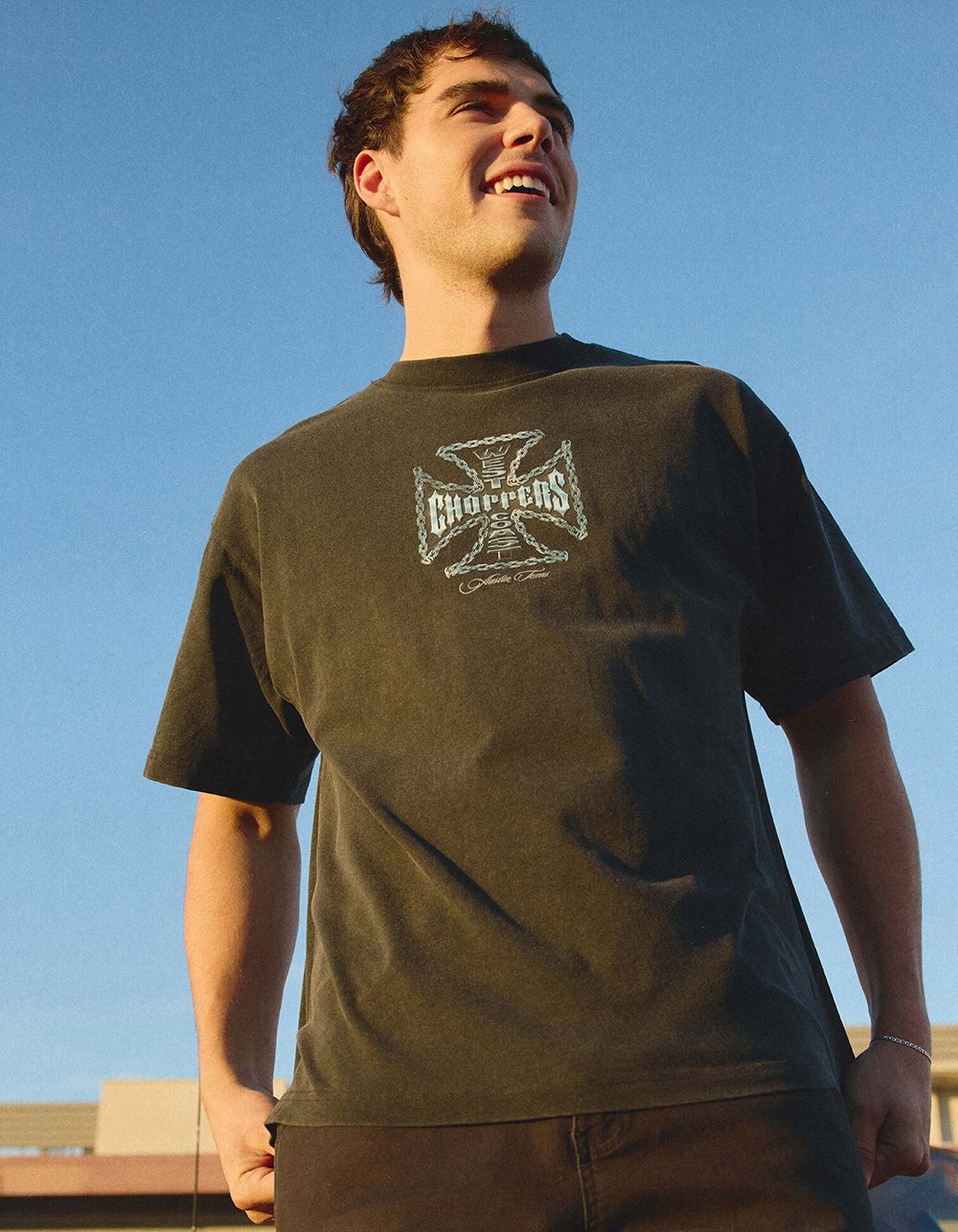 WEST COAST CHOPPERS Chained Up Mens Tee - WASHED BLACK