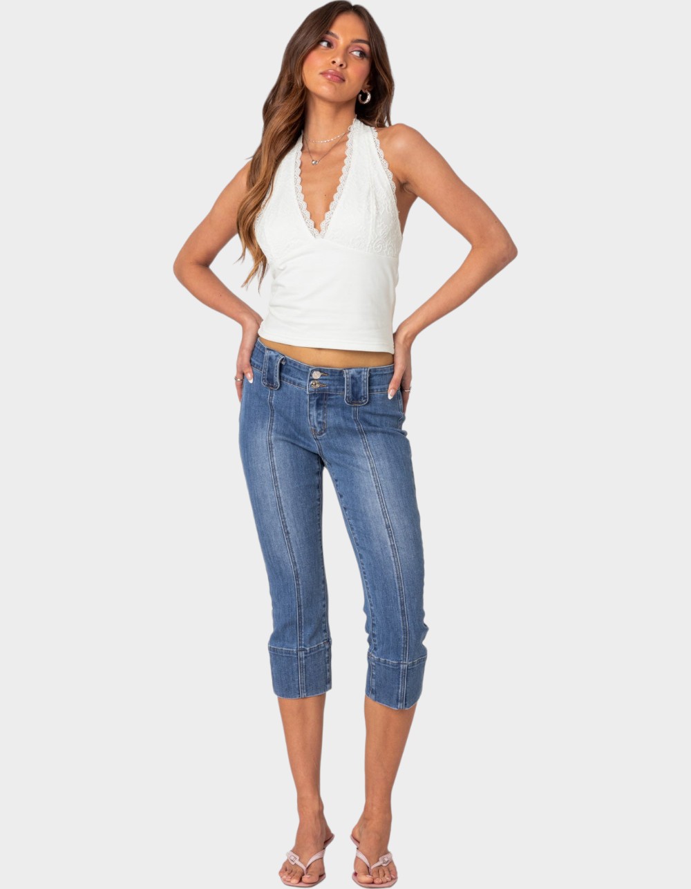 EDIKTED Carolyn Lacey Halter Top - WHITE