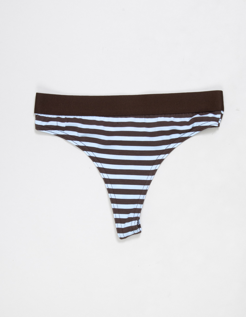 FULL TILT Waistband Cotton Thong - LT BLUE/BROWN