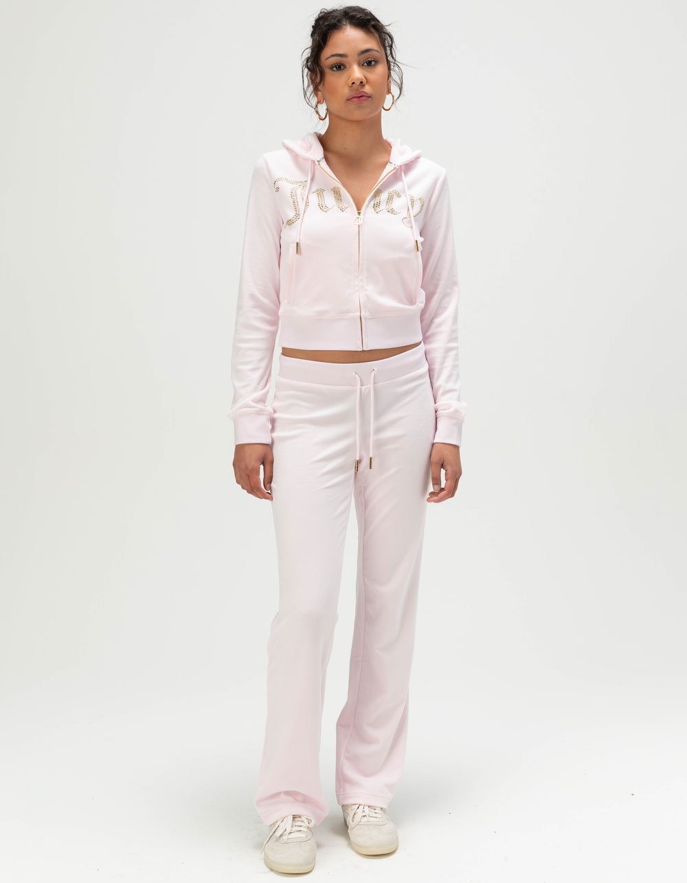 JUICY COUTURE Front Bling Zip-Up Womens Hoodie - BABY PINK