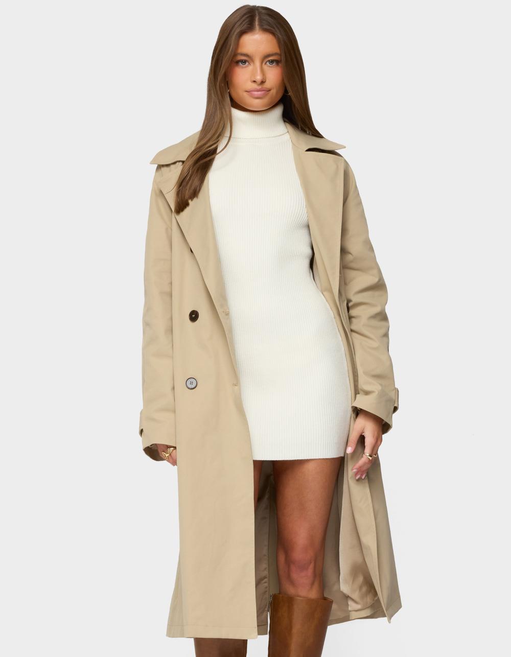 EDIKTED Amur Maxi Trench Coat - RUST