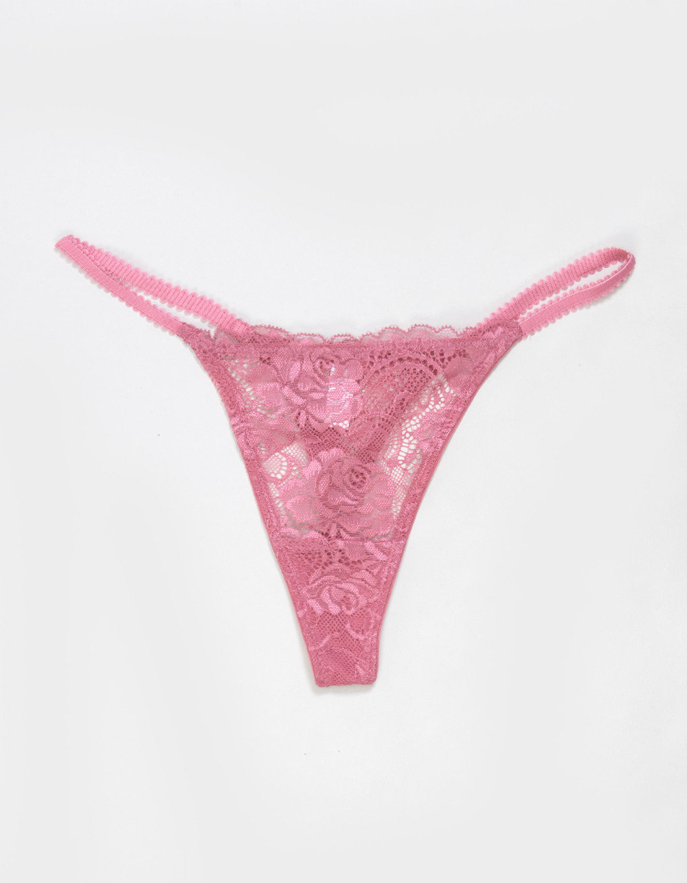 FULL TILT Floral Allover Lace Thong - DUSTY PINK