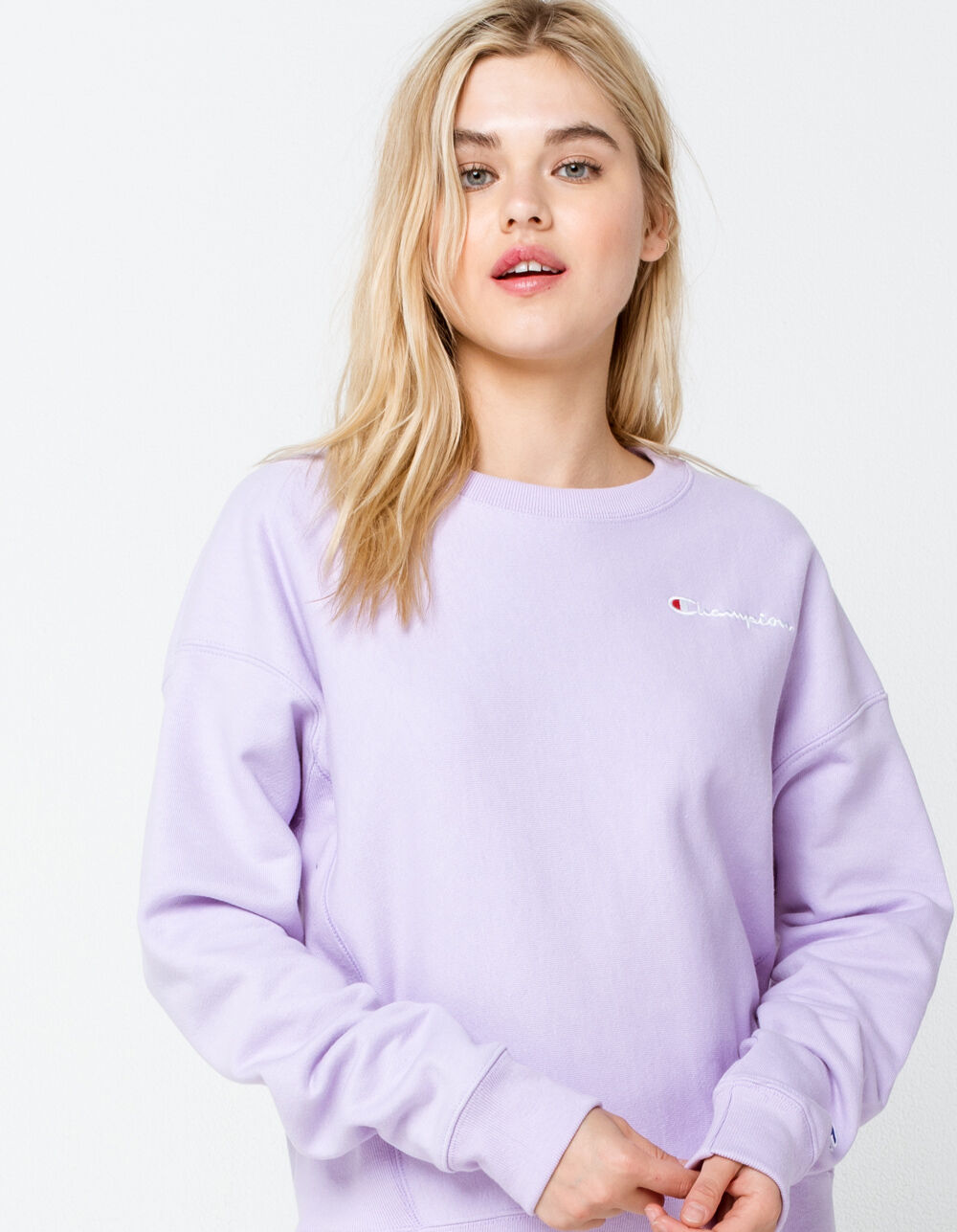 champion lilac reverse weave pullover sweatshirt