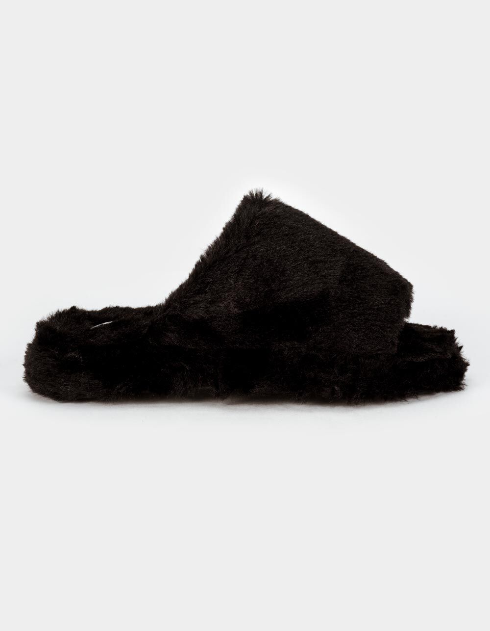 QUPID Faux Fur Womens Black Slide Sandals - BLACK | Tillys