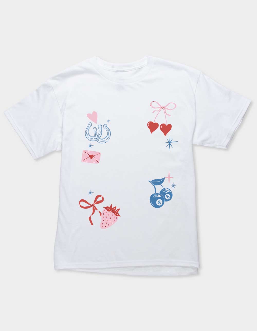BOW Heart Sparkle Collage Unisex Kids Tee - WHITE