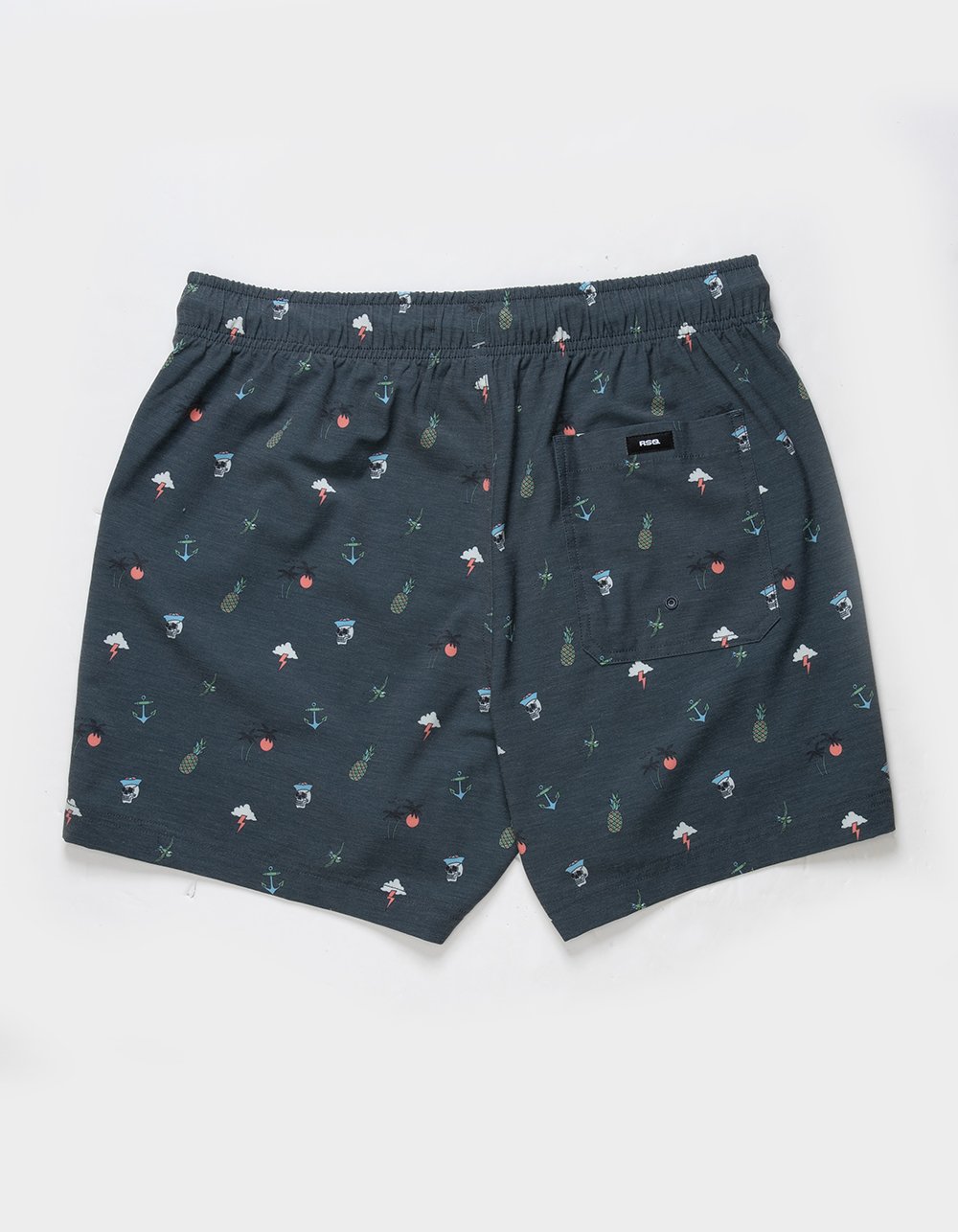 RSQ Mens Pirate Ditsy 5'' Swim Shorts - WASHED BLACK