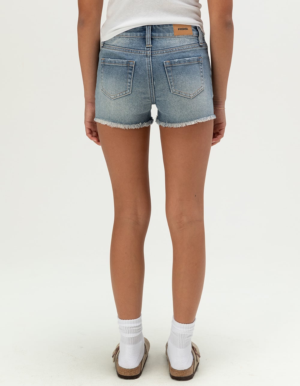 RSQ Girls Vintage High Rise Shorts - Dark Wash