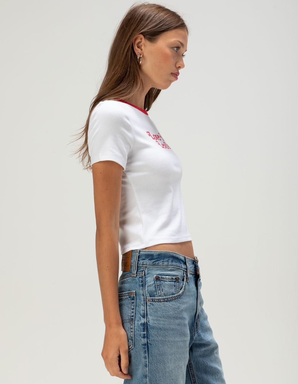 LEVI'S Love Womens Crop Ringer Tee - WHITE