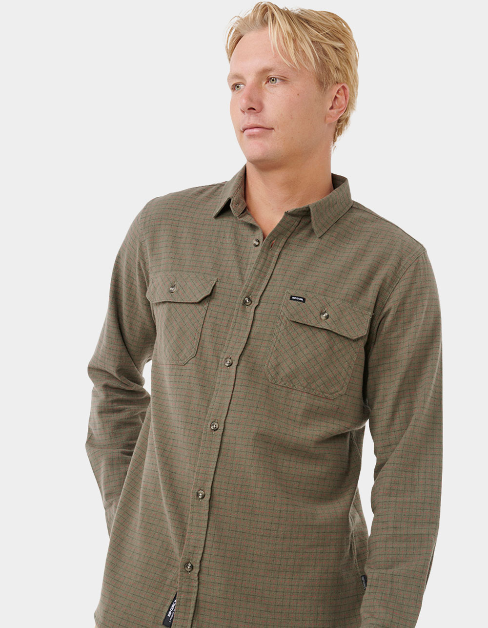 RIP CURL Surf Checked Mens Flannel - OLIVE