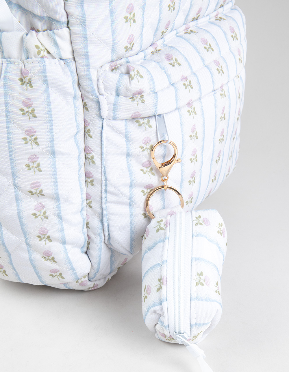 TILLYS Quilted Floral Stripe Backpack - WHITE COMBO