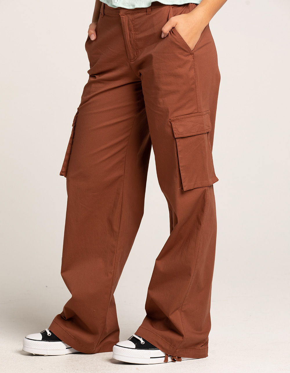 RSQ Womens Cargo Smock Waist Tie Jogger Pants BROWN Tillys