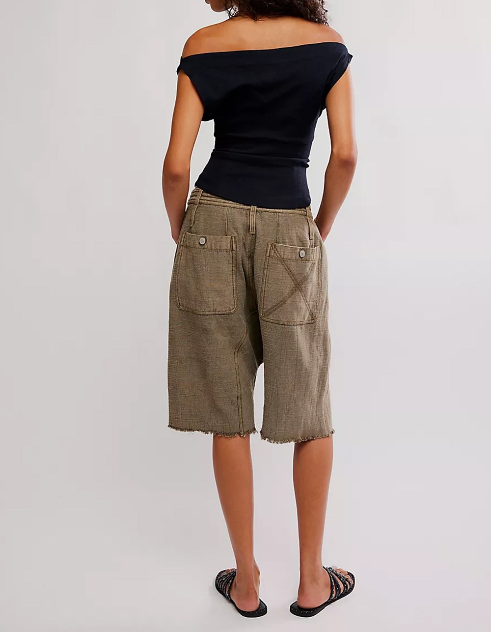 FREE PEOPLE Harper Womens Off The Shoulder Top - BLACK