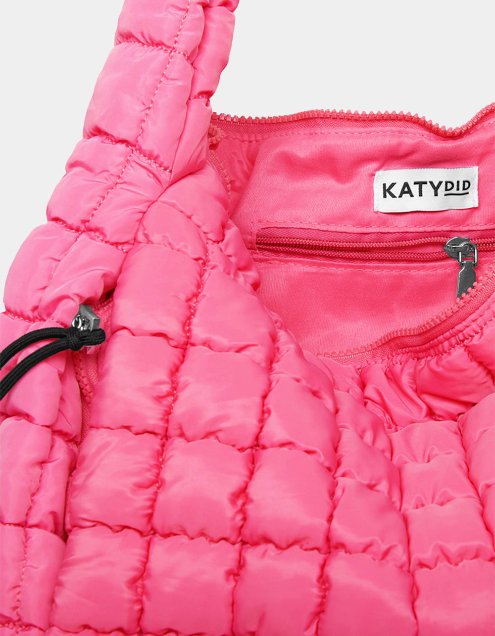 KATYDID Oversized Quilted Hobo Tote Bag - HOT PINK