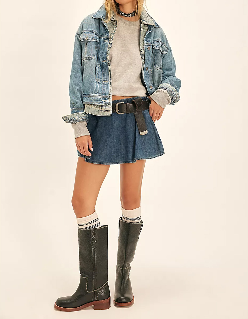 FREE PEOPLE Paradise Found Womens DENIM Skort - BLUE