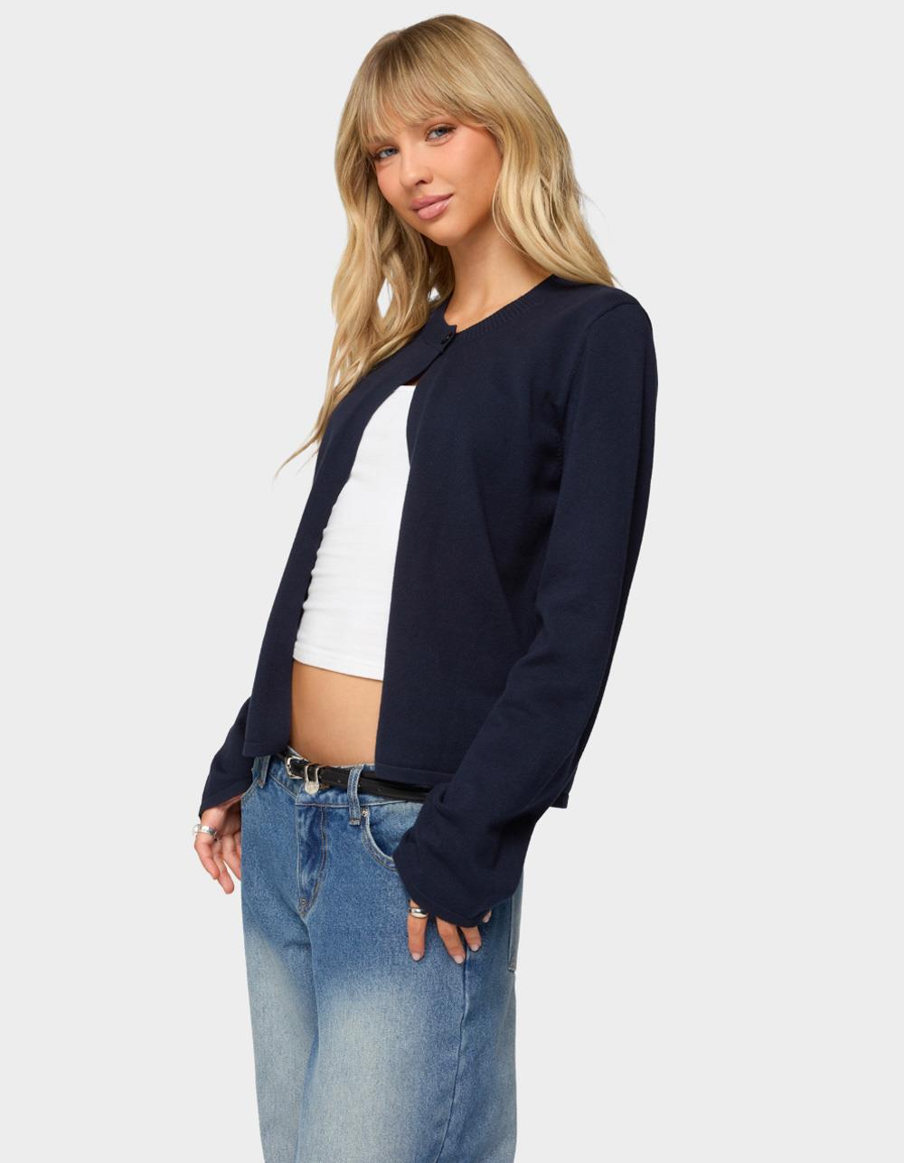 EDIKTED Jenie Split Front Knit Cardigan - NAVY