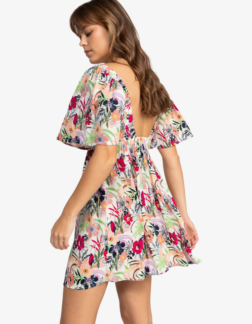 ROXY Golden Dawn Womens Smocked Dress - WHITE COMBO