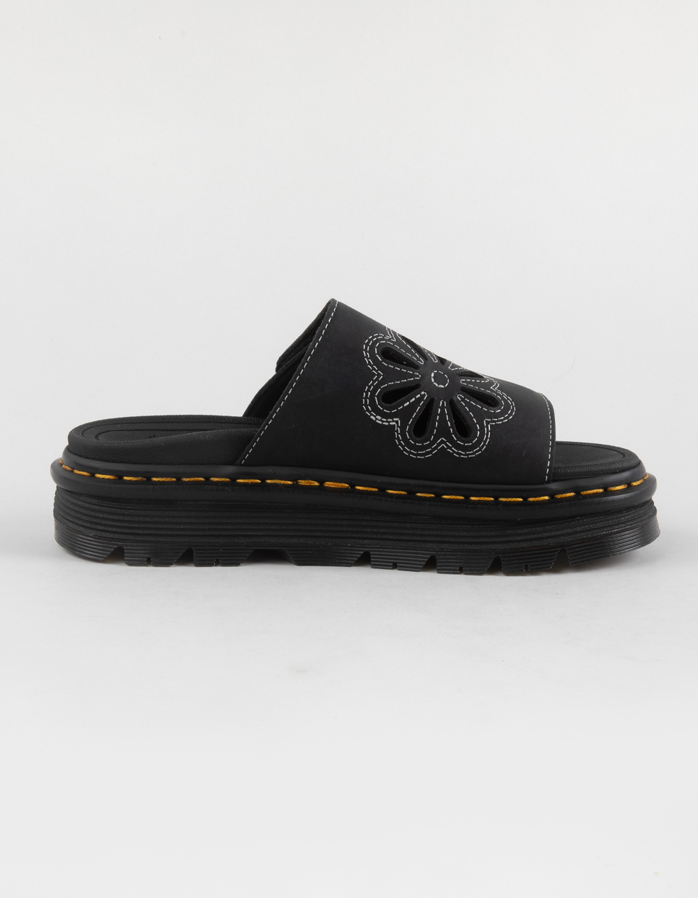 DR. MARTENS Zebzag Flower Womens Platform Slides - BLACK