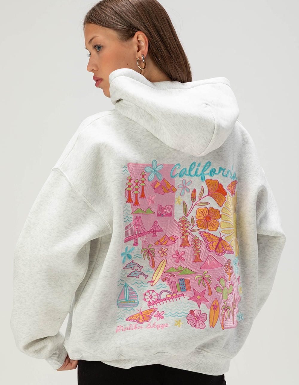 MALIBU SKYYE California Womens Hoodie - HEATHER GRAY