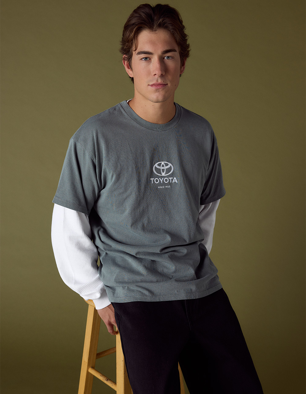 TOYOTA Embroidered Mens Tee - GREEN
