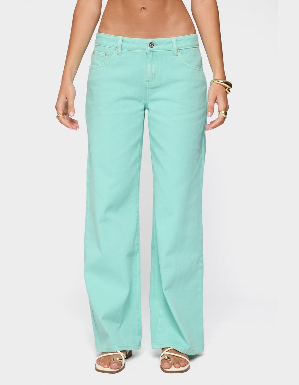 EDIKTED Roman Low Rise Slouchy Jeans - LIGHT BLUE