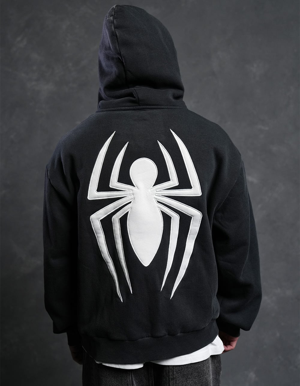 CVLA x Marvel Spider-Man Sigil Mens Zip-Up Hoodie - WASHED BLACK